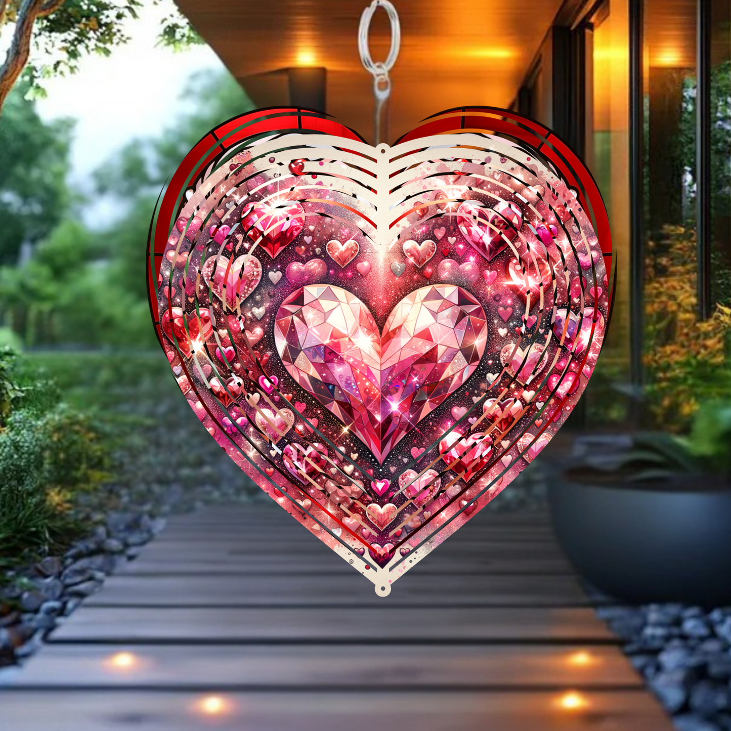 Pink Jewel Heart Spinner