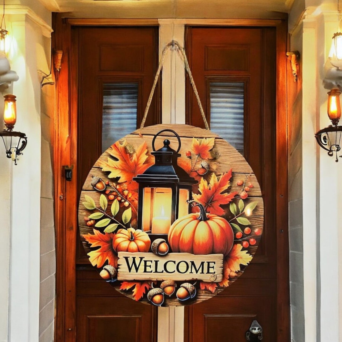 Lantern Fall Welcome Door Sign