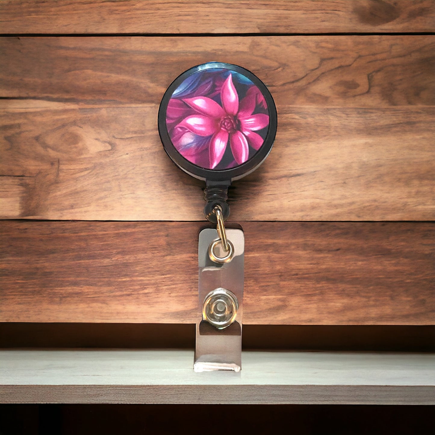 Fuchsia Lillies Badge Reel