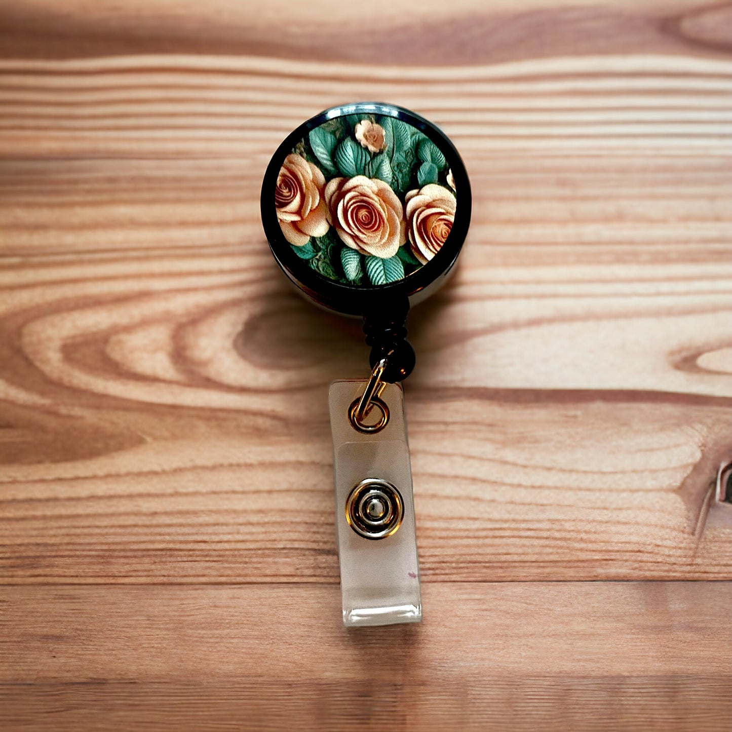 Turquoise & Peach Badge Reel