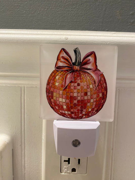 Pink Glitter Pumpkin Night Light