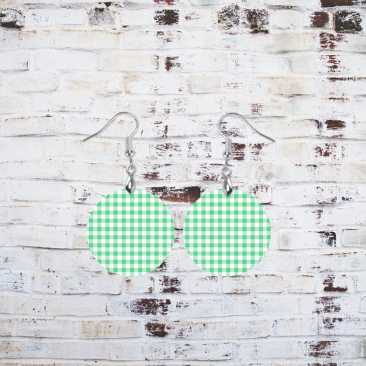 Round Green Gingham