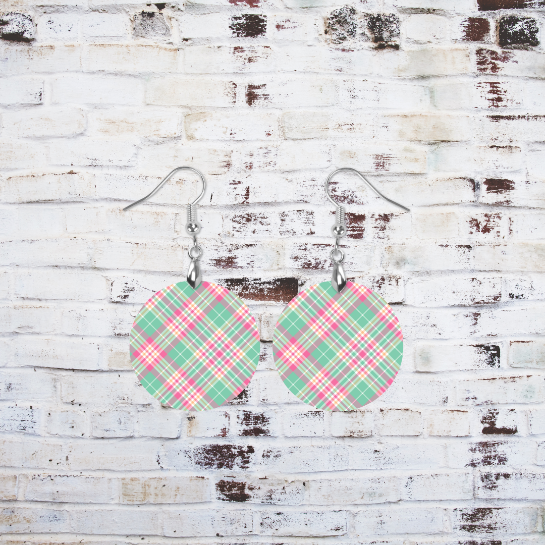 Round Pink & Green Plaid