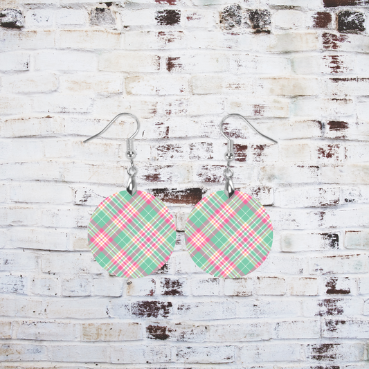 Round Pink & Green Plaid