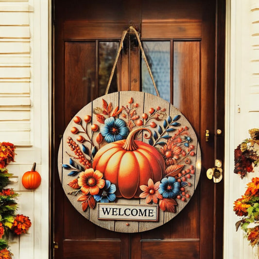 Pumpkin Fall Welcome Door Sign