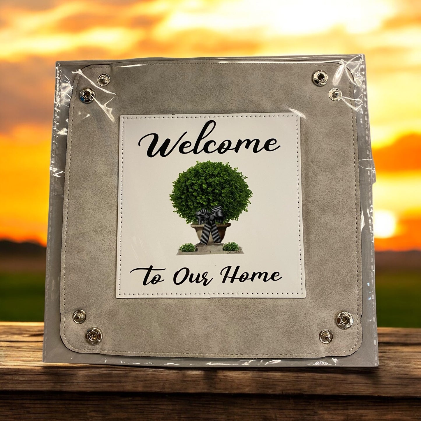 Welcome Topiary Entry Way Tray