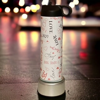 Pink & Black Love Water Bottle