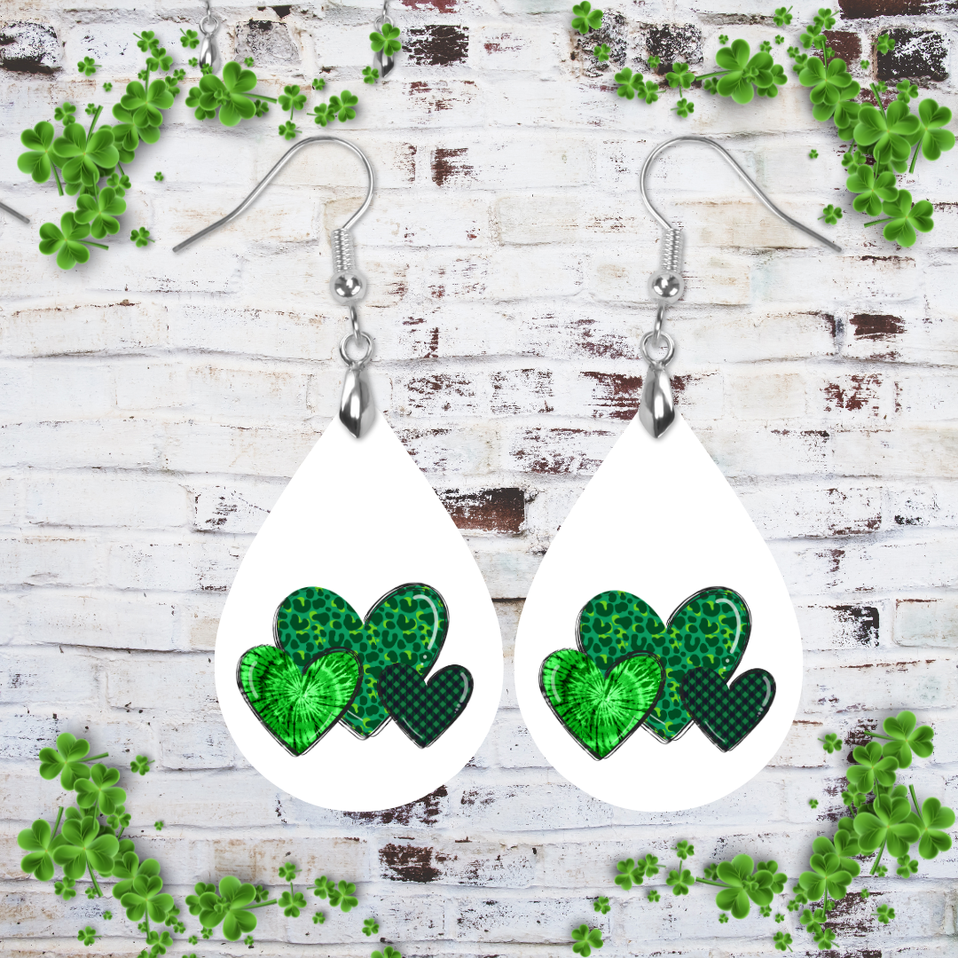 Teardrop Irish Hearts on White